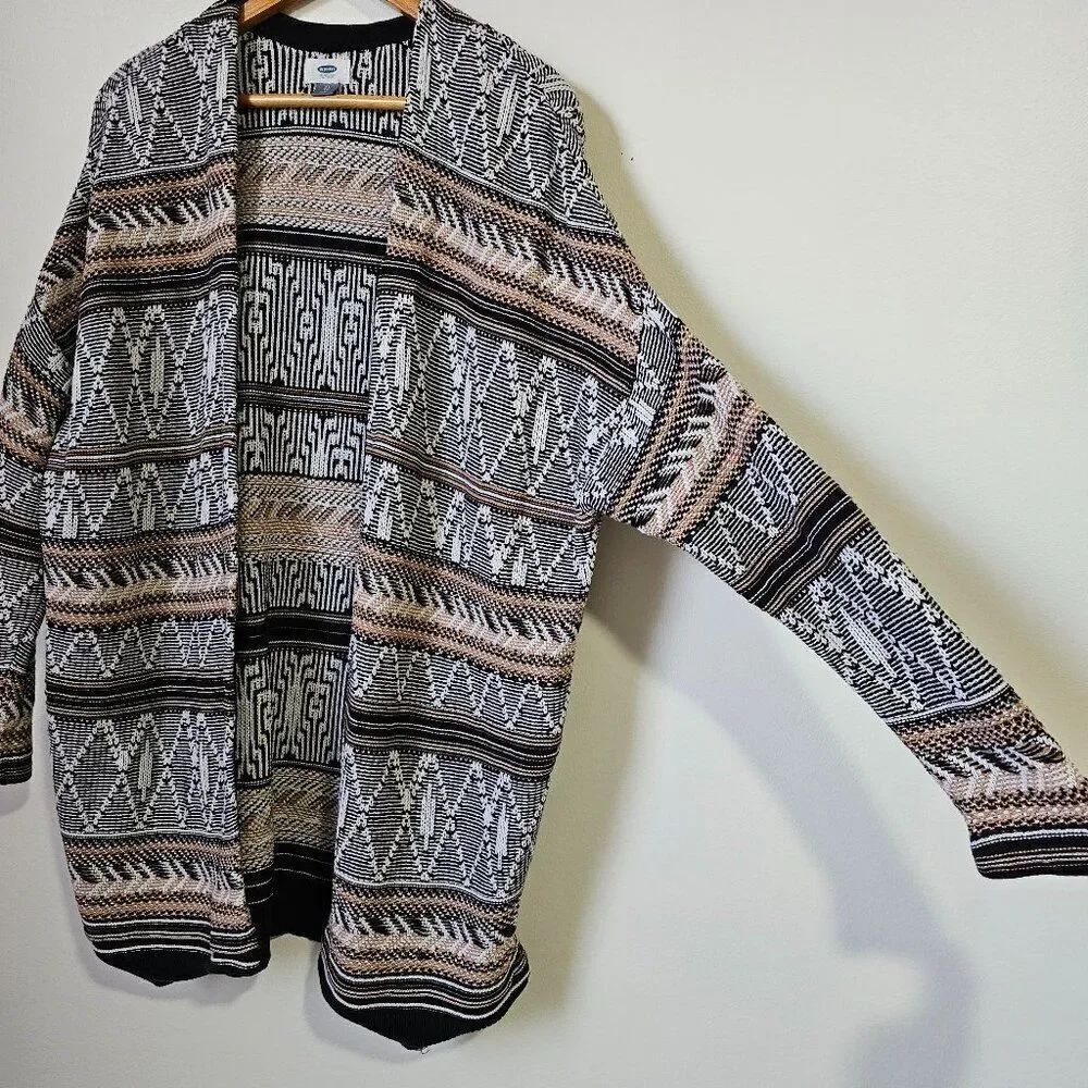 EUC OLD NAVY TRIBAL PATTERN OPEN LONG CARDIGAN BOHO SIZE XL - Picture 2 of 12